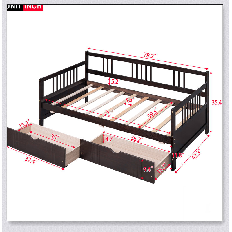 Daybed Wood Bed With Two Drawers
