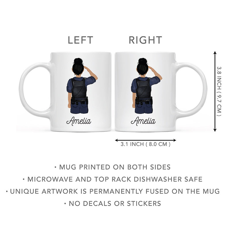 Tasse à café personnalisée, Oui, Jaune / noir, femme, agent de police 13