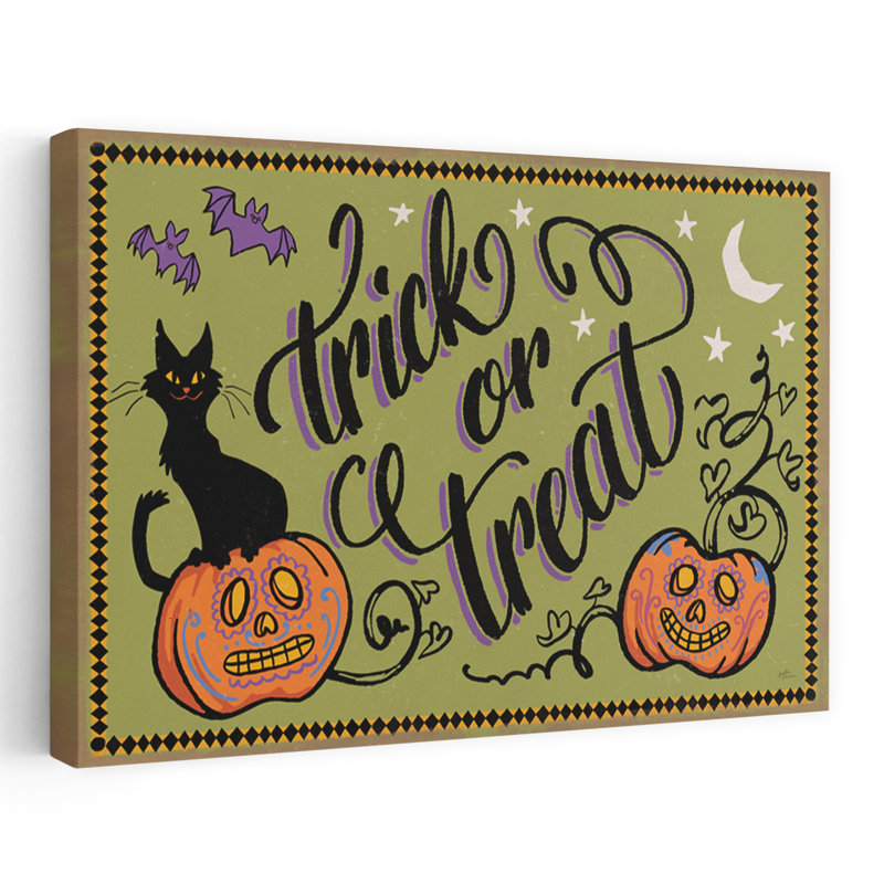 Illustration d'Halloween «I» - Chauves-souris noires, chats noirs, H 16 po x l 24 po