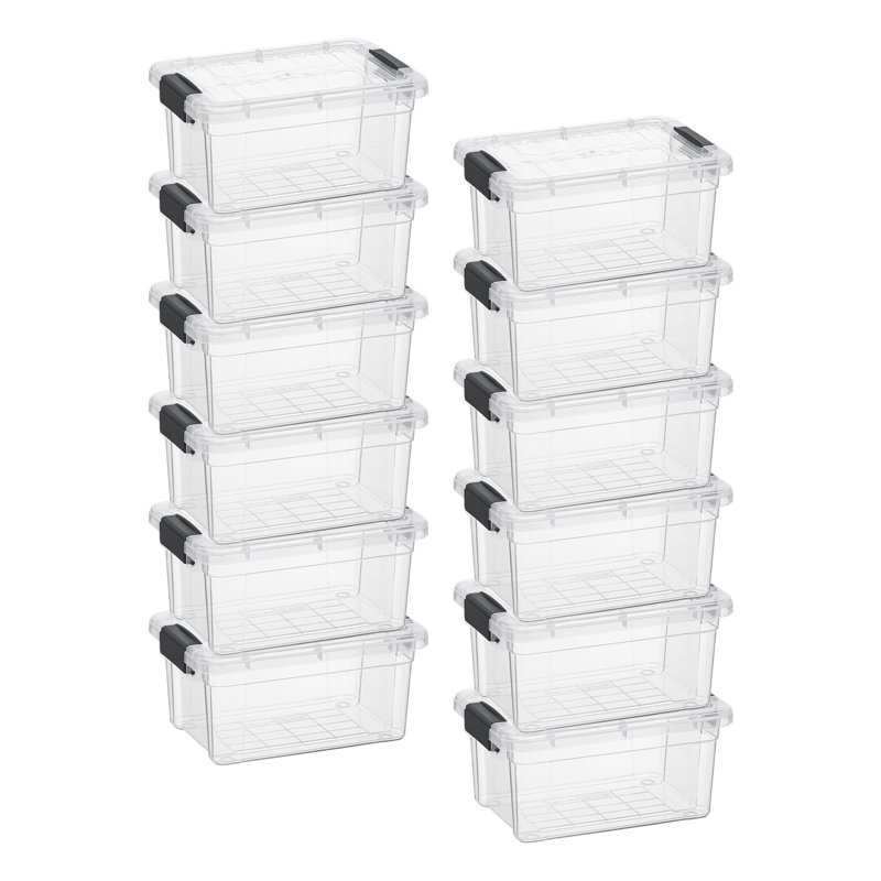 Boîte de rangement transparente Superio avec couvercle, bacs de rangement en plastique de 1,85 pte pour l'organisation, caisses empilables, sans BPA, non toxiques, sans odeur, organisateurs pour la maison, le bureau, l'école et le dortoir, paquet de 12