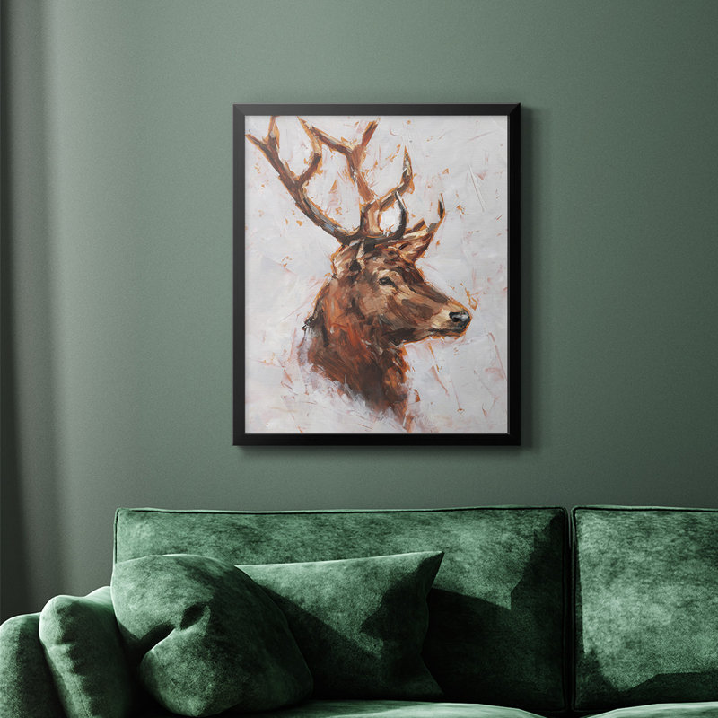 Toile encadrée de qualité supérieure Stag Study II - prête à être accrochée, Noir, H 24 po x l 20 po