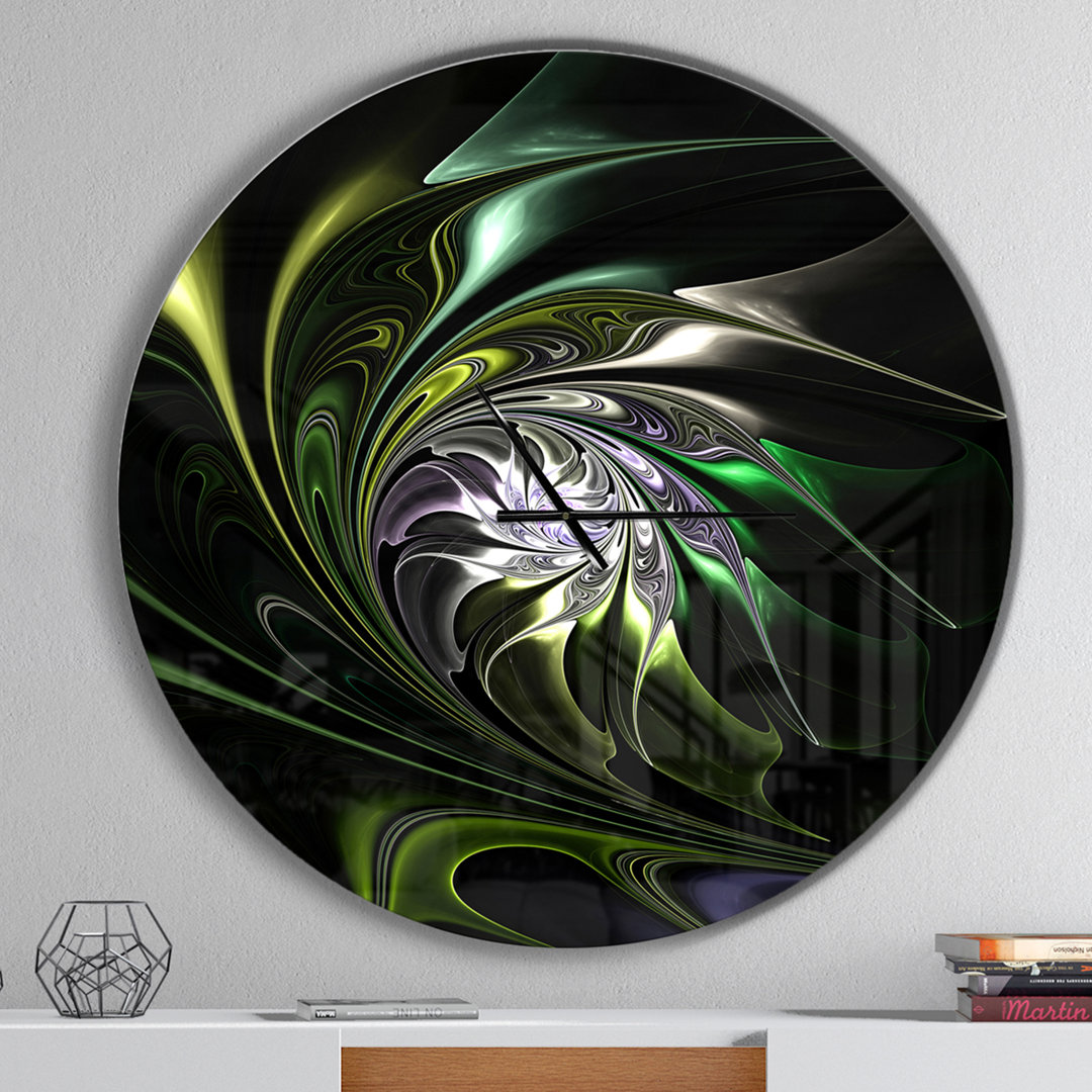 Multi Colored Green Stained Glass - Modern wall clock East Urban Home 