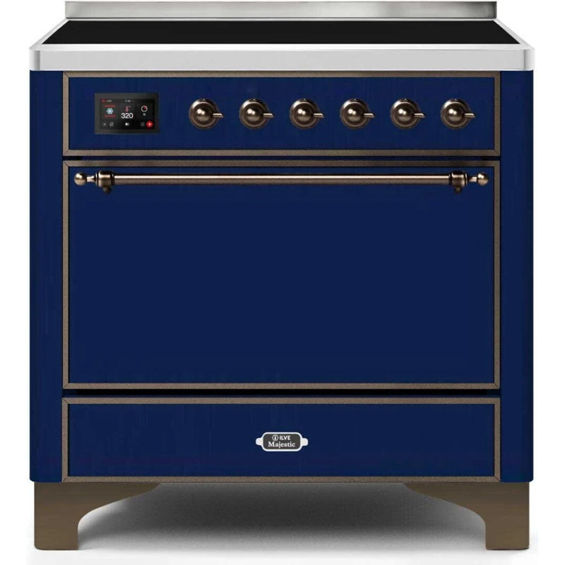 Majestic Ii 36 Inch Freestanding Induction Range, Midnight Blue/Bronze