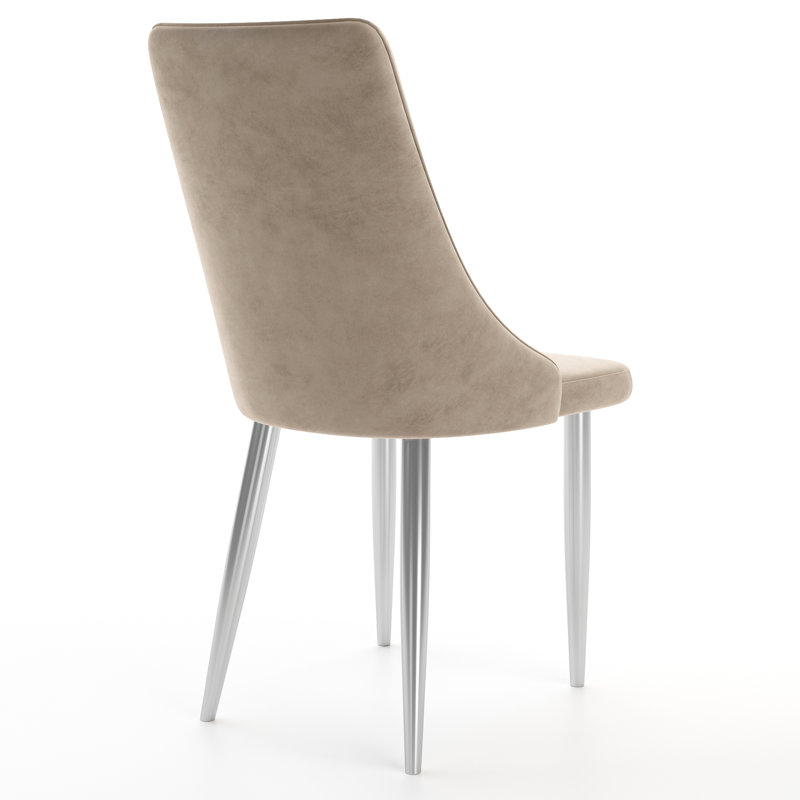 Galia Velvet Side Chair, Mink, Chrome
