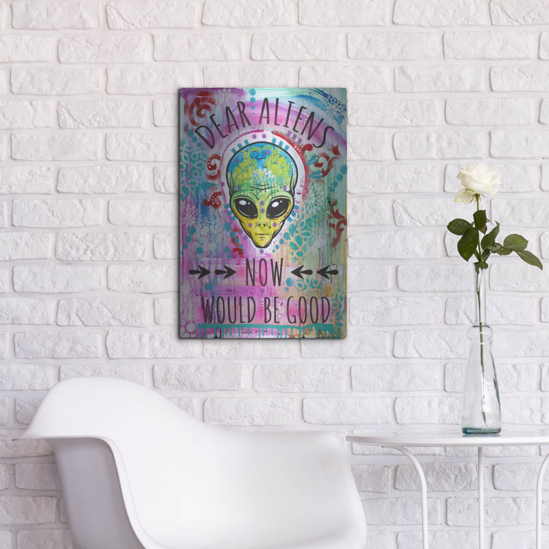 Art mural en métal Trinx «Dear Aliens» par Dean Russo, H 24 po x l 16 po