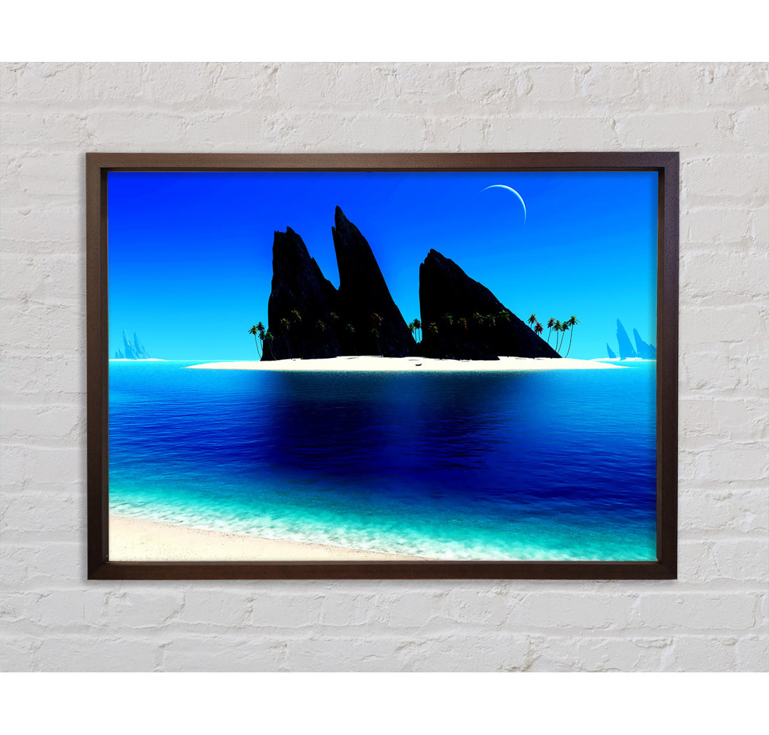 Paradise Island Under The Moon - Einzelbildrahmen Kunstdrucke auf Leinwand