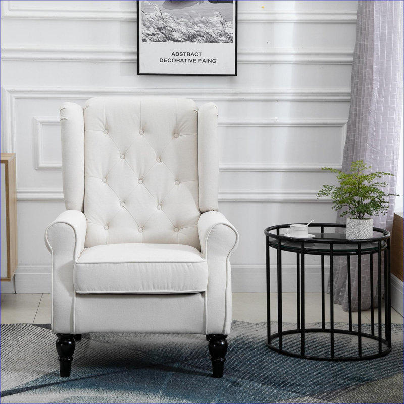 Pour le salon, la chambre à coucher et le bureau personnel | Fauteuil à oreilles capitonné Luxury, White