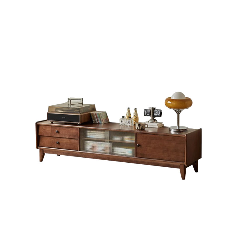 Retro design solid wood TV cabinet, 17.71H x 70.86"W x 15.74"D