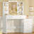Vanity Desk with Mirror & Lights, Makeup Vanity Table with 6 Drawers & 4 Open Storage Shelves, for Women Girls