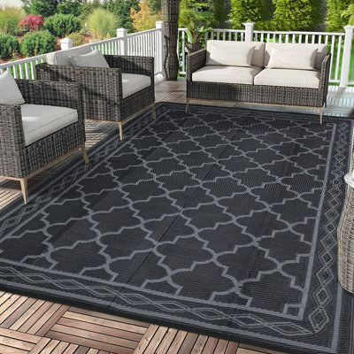 Outdoor Rug 6×9 Waterproof Plastic Straw Rug Vintage Trellis Outdoor Rug Easy-Cleaning Outdoor Area Rug Carpet Rv Mat Outdoor Patio Camping Rug for Picnic Backyard Deck Balcony Porch