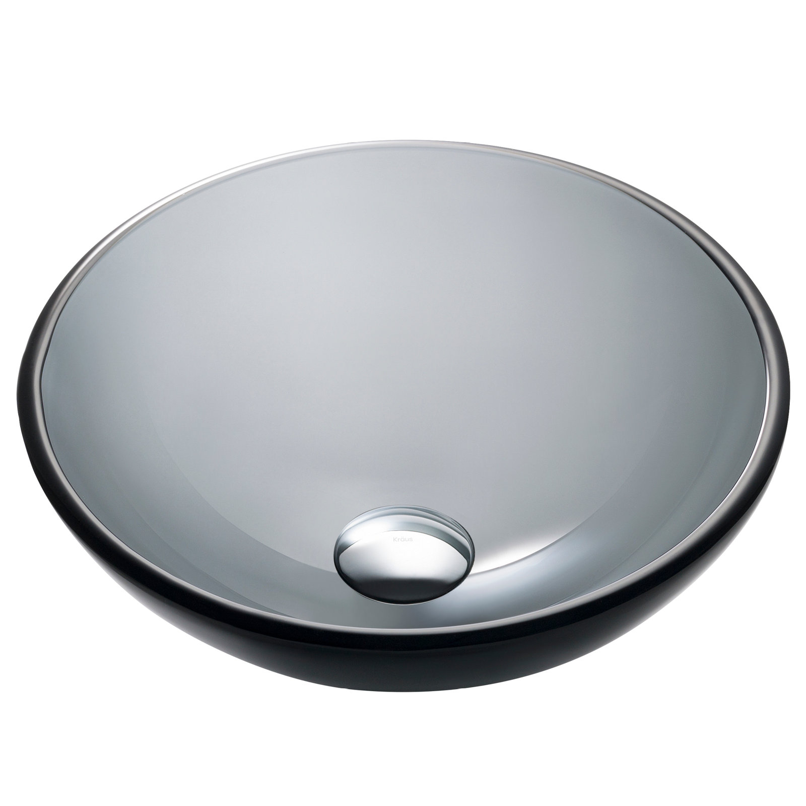 Glass Circular Vessel Bathroom Sink, Clear Black