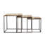 3 tables gigognes - Accessoire de salon décoratif en bois naturel et métal noir