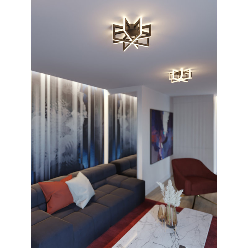 Dhulin LED Flush Mount, Black, 17" W x 17" D