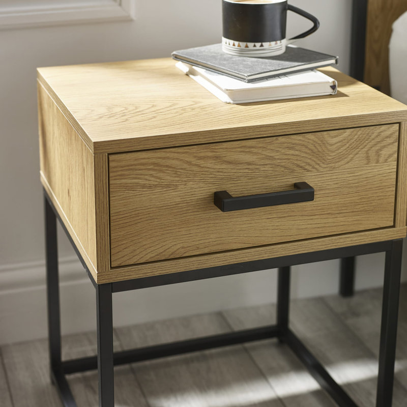 Light Oak Effect 1 Drawer Bedside Table