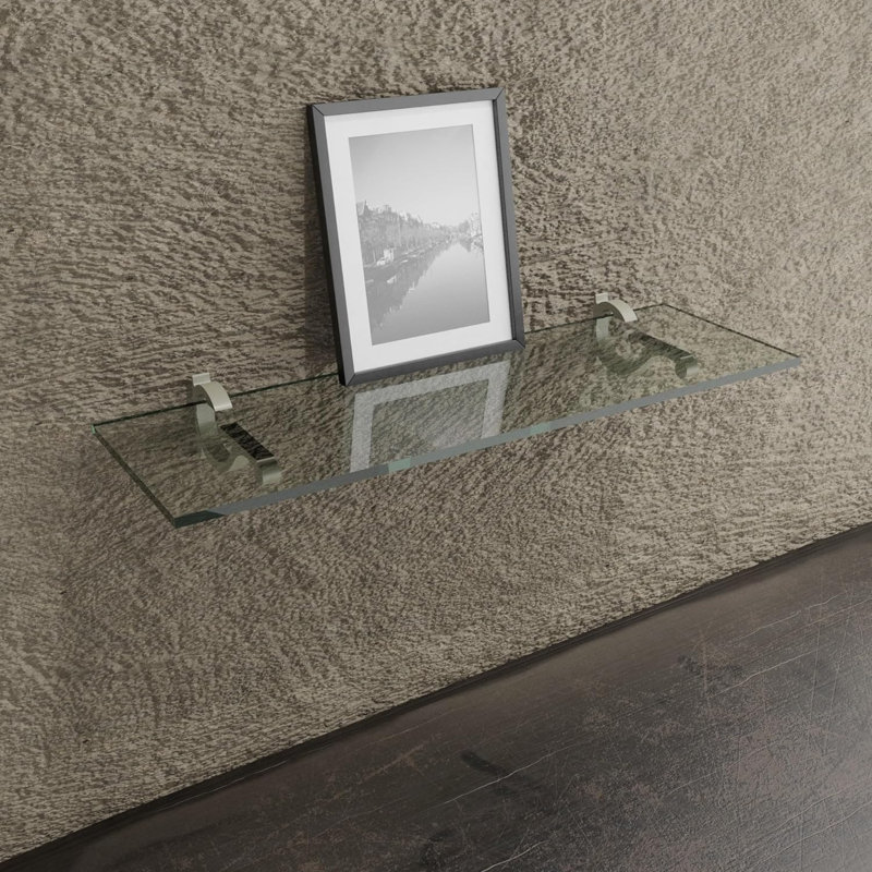 Clivden Acrylic Bracket Shelf, Brushed Nickel