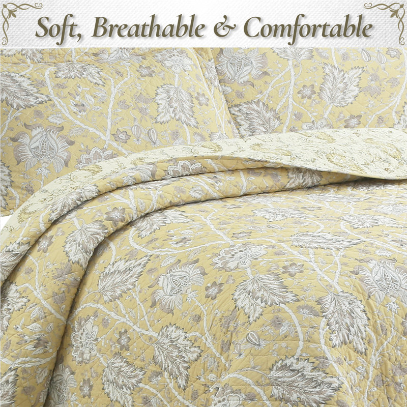 Ensemble de literie en coton matelassé 3 pièces Flaxen, Très grand lit
