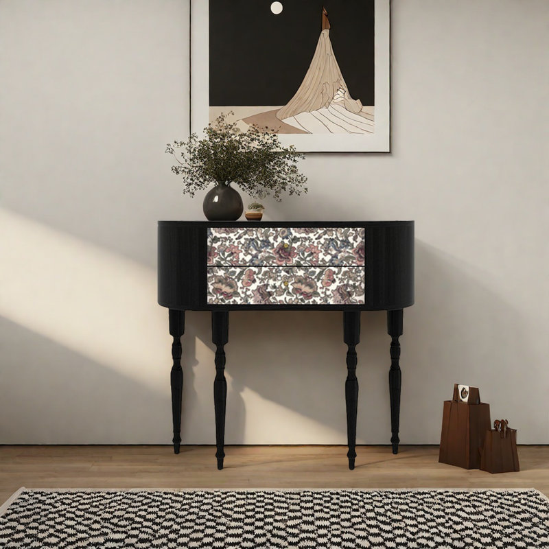 Console rétro avec 2 tiroirs, H 35,43 po x l 39,37 po x P 11,81 po