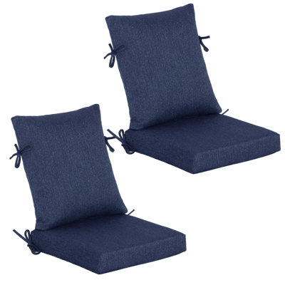 20" x 42"  Foldable Outdoor Dining Chair Cushion with Strap  (Set of 2) -  Water Resistant Design
