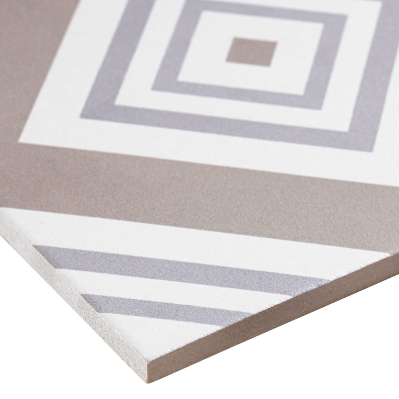 Bliss 8-in. Encaustic Spanish/Moroccan Patterned Matte Porcelain Wall and Floor Tile, Monaco