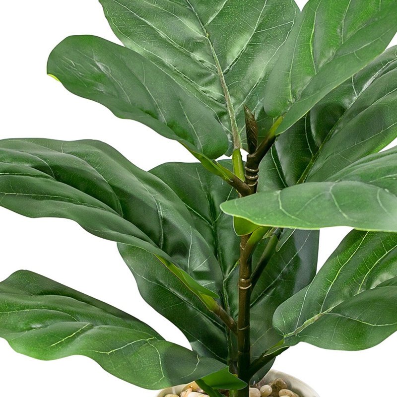 Ficus artificiel vert 14 po en pot cylindrique blanc