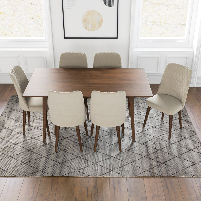 Ensemble de salle à manger 7 pièces Artem avec 6 chaises en velours Artem, Beige