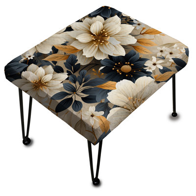 Motif de fleurs bleues et beiges à motif de chrysanthèmes I - Repose-pieds rectangulaire floral