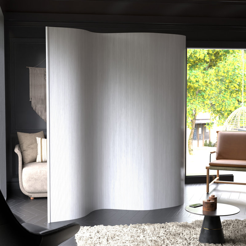Siena Rolling Bamboo Room Divider, White, 7 ft. Tall
