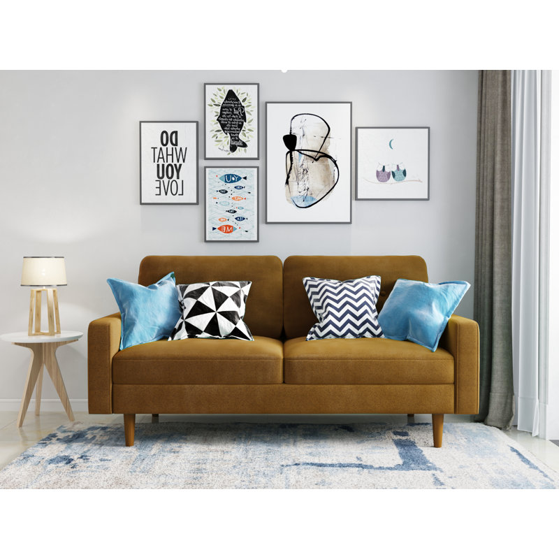 Canapé de style moderne 70 po, Velours gingembre