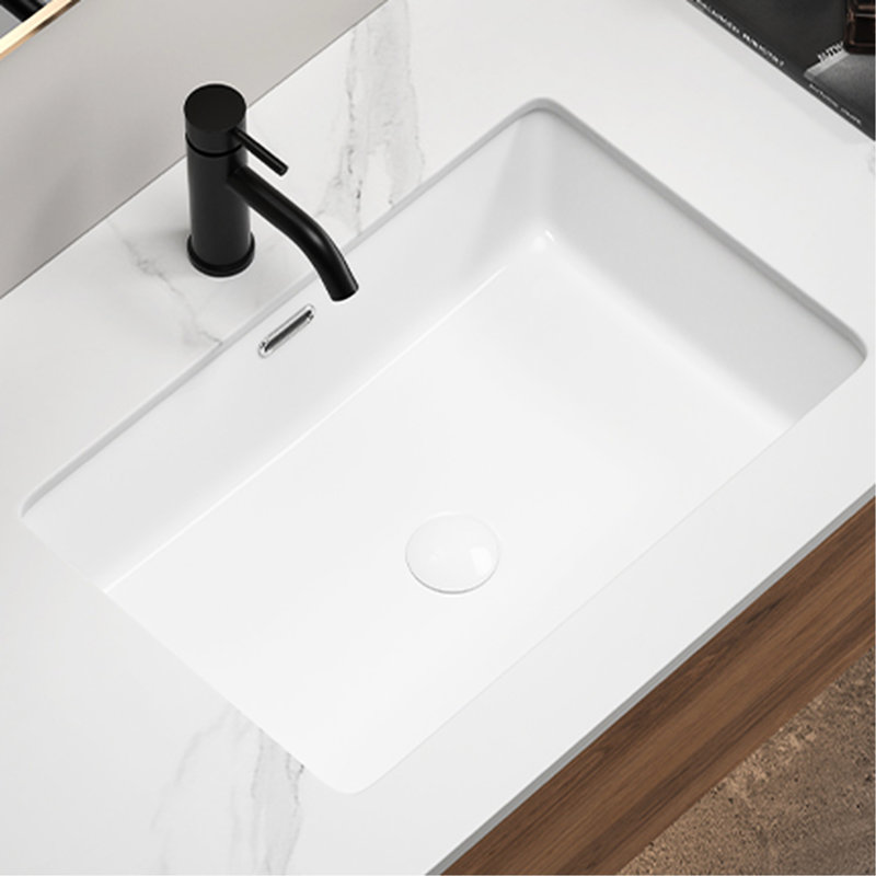 Évier de cuisine encastré en céramique blanche de 24 po de longueur x 16 po de largeur, bol profond simple, égratignure et teinture, drainage simple pour l'intérieur de la salle de bain, intérieur l 8 po, finition émaillée