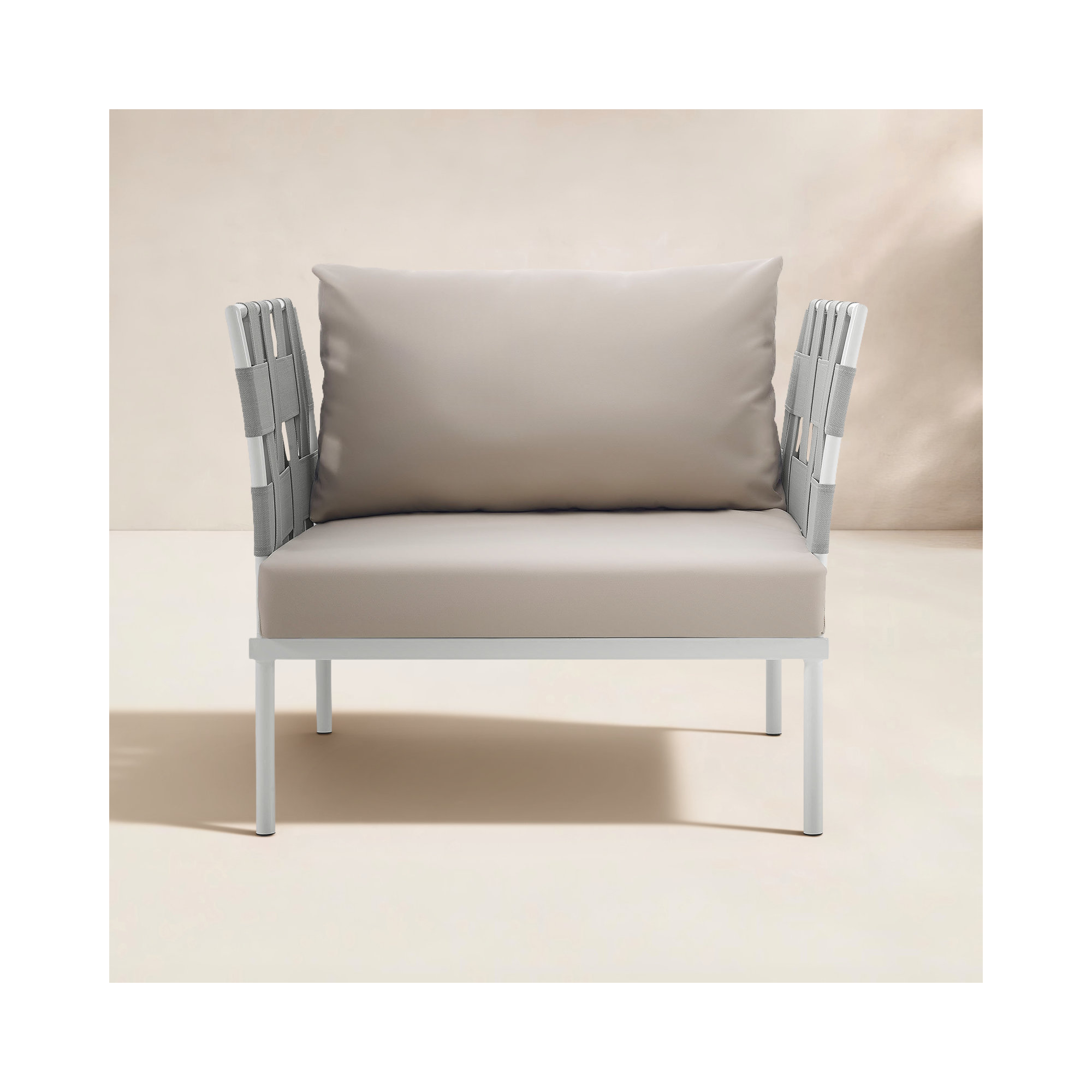 Harmony Outdoor Patio Aluminum Armchair, Beige