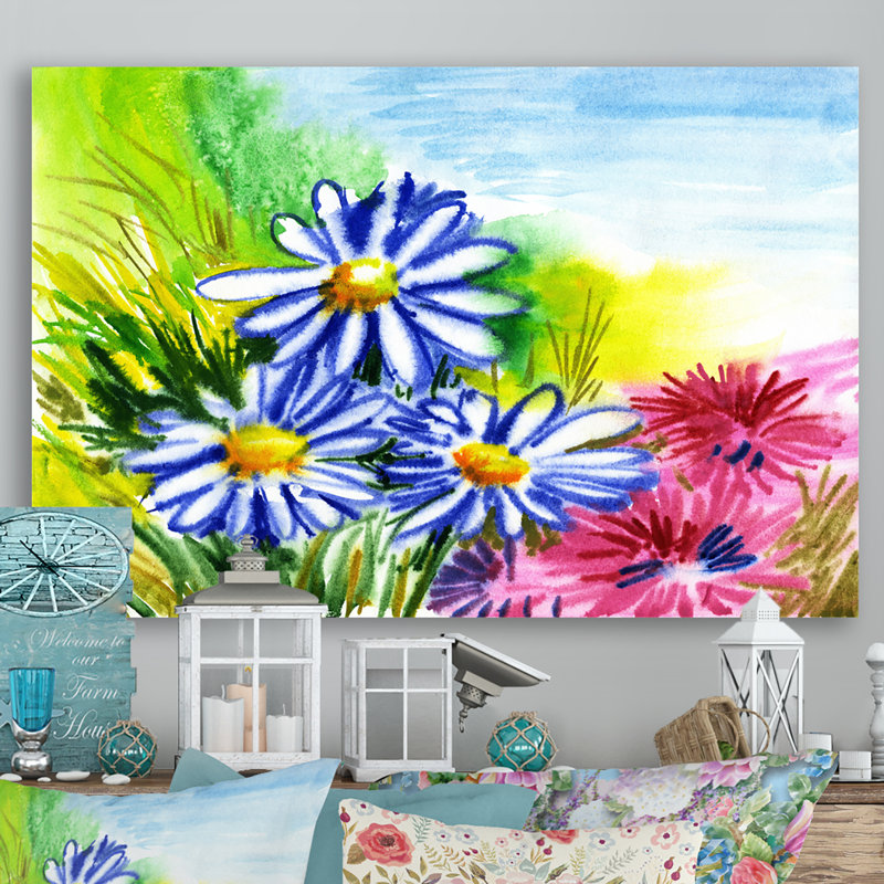 «Retro Abstract Flower», reproduction sur toile flottante, H 8 po x l 12 po x P 1 po, Toile tendue