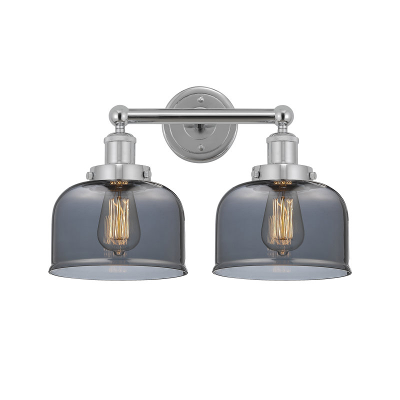 Éclairage pour meuble-lavabo à 2 lumières à intensité variable Anndy, Plaqué couleur fumée, Chrome poli