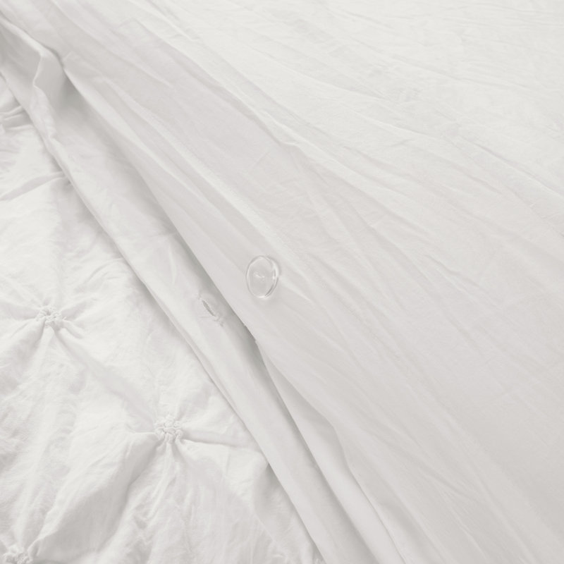Ensemble de housse de couette en microfibre 3 pièces Ravello, Housse de couette pour grand lit + 2 taies décora, Blanc