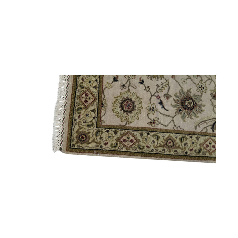 Tapis ivoire et doré de haute qualité noué à la main