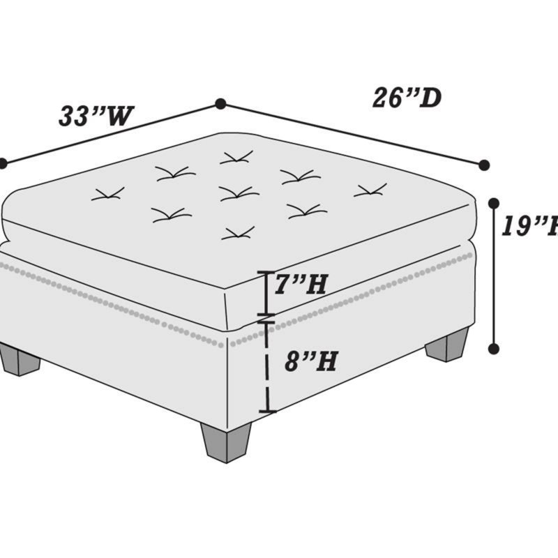 Ensemble de salon modulaire contemporain modulaire 7 pièces Mobilier de salon en L gris capitonné en tissu d'ameublement avec têtes de clous capitonnés 2X coin 3X fauteuil sans accoudoirs et 2X repose-pieds