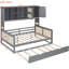 Lit de jour gris avec lit gigogne simple, tablette d'armoire, construction solide en bois pleine grandeur et tablette, construction élégante-420309658