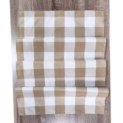 Beige-White Handmade Buffalo Check 16"X36" Table Runner