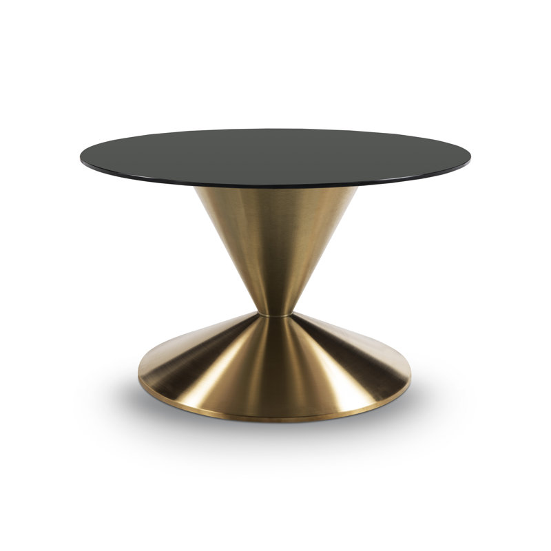 Deray Pedestal Coffee Table, Brass