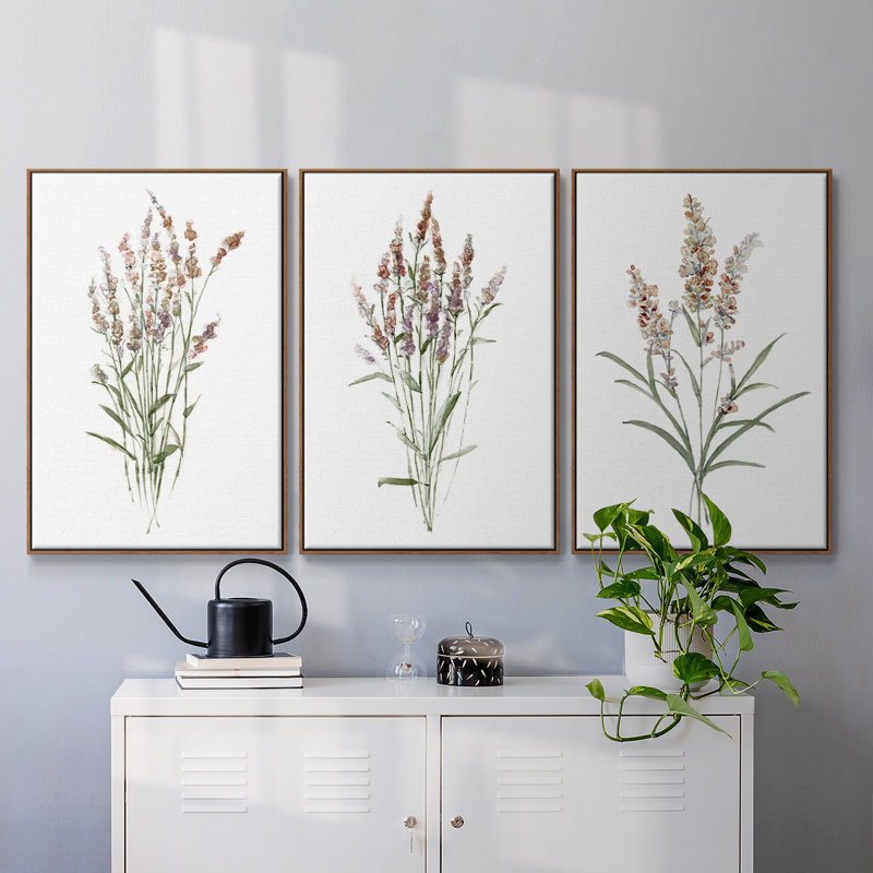 " Dainty Botanical I " 3 - Pieces, Noyer, H 40 po x l 78 po