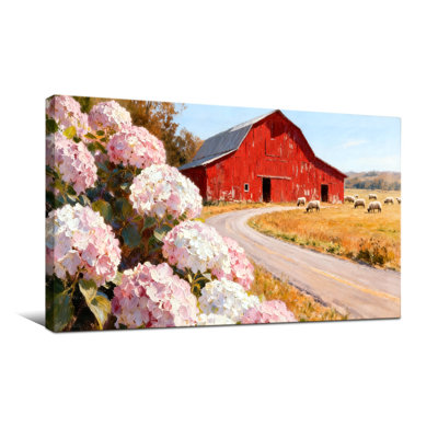 Plantes et fleurs avec grange et fleurs de mouton