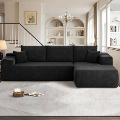 Canapé modulaire Nathasa Boneless 2 pièces sans assemblage avec compression, méridienne à combinaison libre avec méridienne en L, canapé modulaire à assise profonde pour salon et chambre à coucher