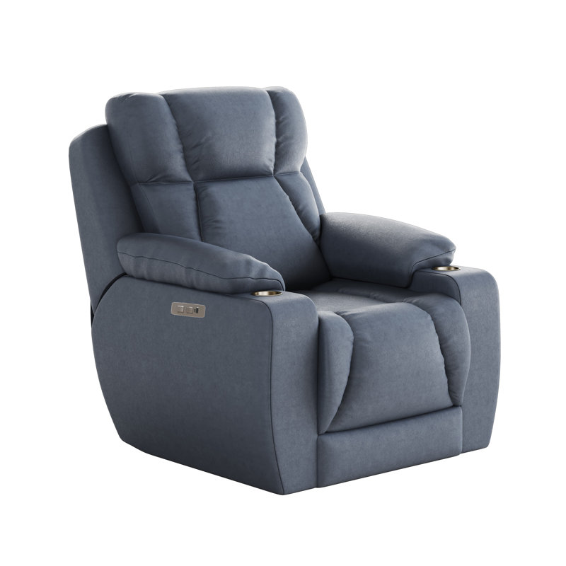 Fauteuil inclinable en cuir pour homme, Cuir véritable bleu