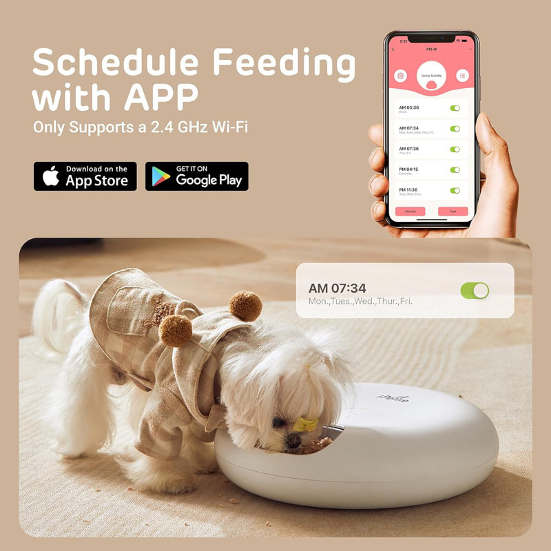 iPettie Donuts Frost WiFi Automatic Cat Food Dispenser with App Control(Only support 2.4GHz Wi-Fi)
