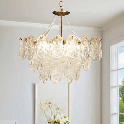 9-Light Rose Dimmable Crystal Chandelier