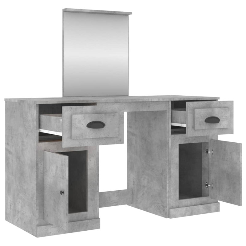 Alfeu Dressing Table with Mirror, Concrete Grey