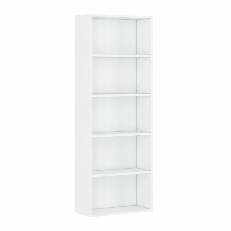 Ebern Designs Bookcase, 5-Tier Adjustable Open Storage Shelf Display Bookshelf HOFB003, Ivory White