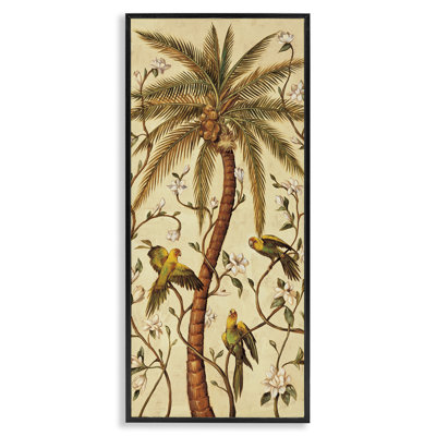 Parrots & Curvy Palm Tree Framed Giclee Art by Rodolfo Jimenez