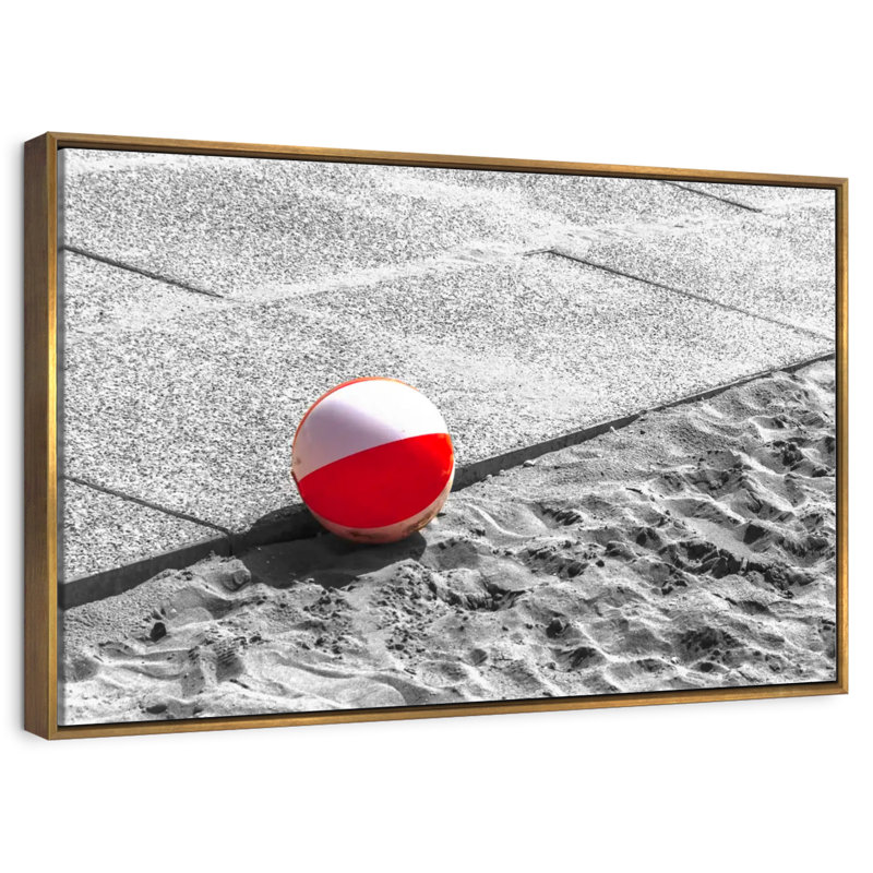 Summer Beach Ball Pop, 46" X 31", Floating Frame Gold