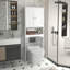 Armoire de rangement au-dessus de la toilette avec 2 portes et tablette ouverte