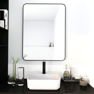 Miroir de salle de bain avec cadre en aluminium noir